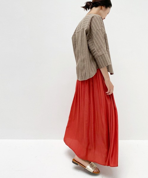 ottilie（オティーリエ）の「ノーカラーコットンリネンJK（ノーカラージャケット・レディース・ブラウン/ベージュ・FREE）」の18枚目の写真