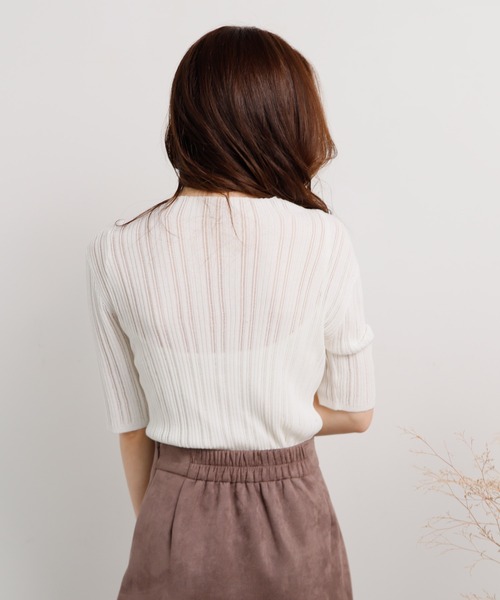 LIPSERVICE(リップサービス)の「シアーリブハーフニット(ニット/セーター・レディース・ホワイト/ブラック/ピンク/グレイッシュベージュ・FREE)」の17枚目の写真