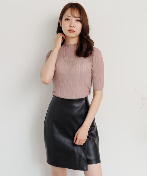 LIPSERVICE(リップサービス)の「シアーリブハーフニット(ニット/セーター・レディース・ホワイト/ブラック/ピンク/グレイッシュベージュ・FREE)」の15枚目の写真