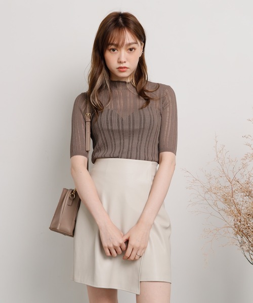 LIPSERVICE(リップサービス)の「シアーリブハーフニット(ニット/セーター・レディース・ホワイト/ブラック/ピンク/グレイッシュベージュ・FREE)」の18枚目の写真