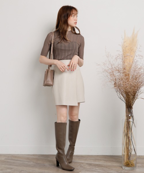 LIPSERVICE(リップサービス)の「シアーリブハーフニット(ニット/セーター・レディース・ホワイト/ブラック/ピンク/グレイッシュベージュ・FREE)」の14枚目の写真