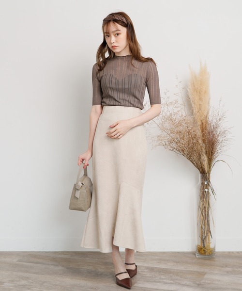 LIPSERVICE(リップサービス)の「シアーリブハーフニット(ニット/セーター・レディース・ホワイト/ブラック/ピンク/グレイッシュベージュ・FREE)」の16枚目の写真