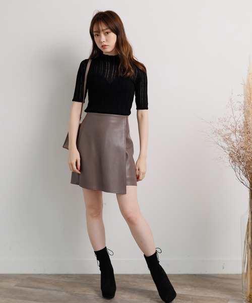 LIPSERVICE(リップサービス)の「シアーリブハーフニット(ニット/セーター・レディース・ホワイト/ブラック/ピンク/グレイッシュベージュ・FREE)」の8枚目の写真