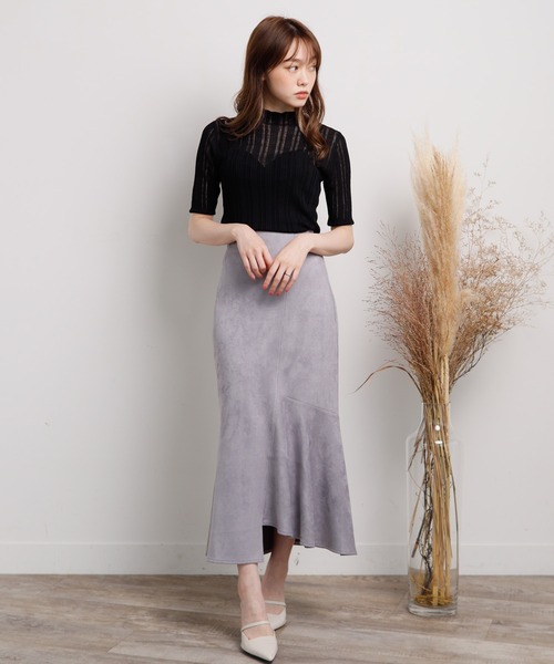 LIPSERVICE(リップサービス)の「シアーリブハーフニット(ニット/セーター・レディース・ホワイト/ブラック/ピンク/グレイッシュベージュ・FREE)」の12枚目の写真