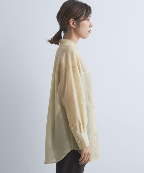 green label relaxing(グリーンレーベルリラクシング)の「オーガンジー バンドカラー シャツ(シャツ/ブラウス・レディース・ライム/クリーム/モカ・FREE)」の12枚目の写真