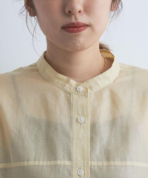 green label relaxing(グリーンレーベルリラクシング)の「オーガンジー バンドカラー シャツ(シャツ/ブラウス・レディース・ライム/クリーム/モカ・FREE)」の21枚目の写真