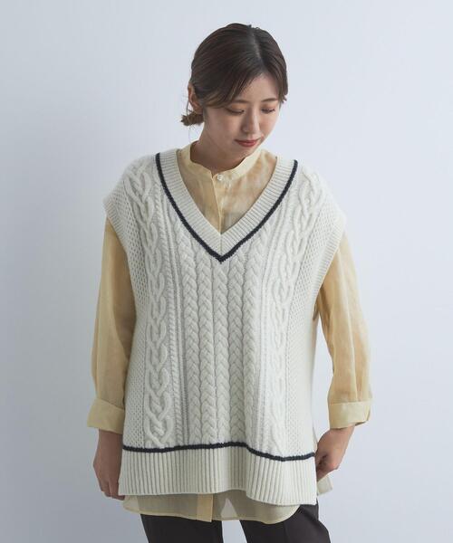 green label relaxing(グリーンレーベルリラクシング)の「オーガンジー バンドカラー シャツ(シャツ/ブラウス・レディース・ライム/クリーム/モカ・FREE)」の19枚目の写真