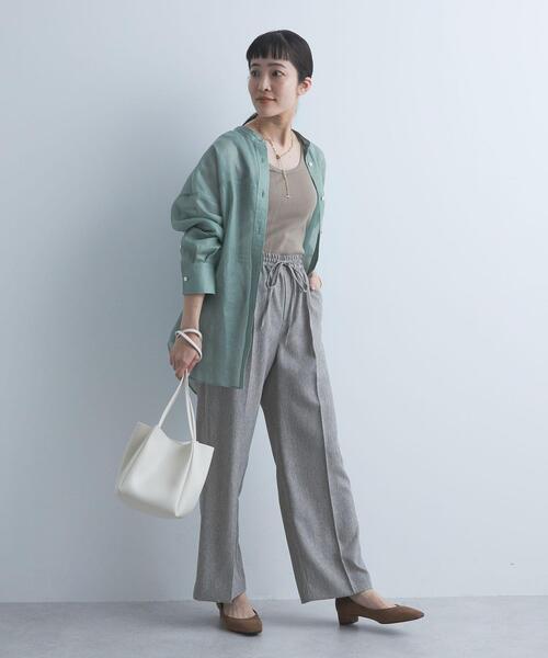 green label relaxing(グリーンレーベルリラクシング)の「オーガンジー バンドカラー シャツ(シャツ/ブラウス・レディース・ライム/クリーム/モカ・FREE)」の10枚目の写真