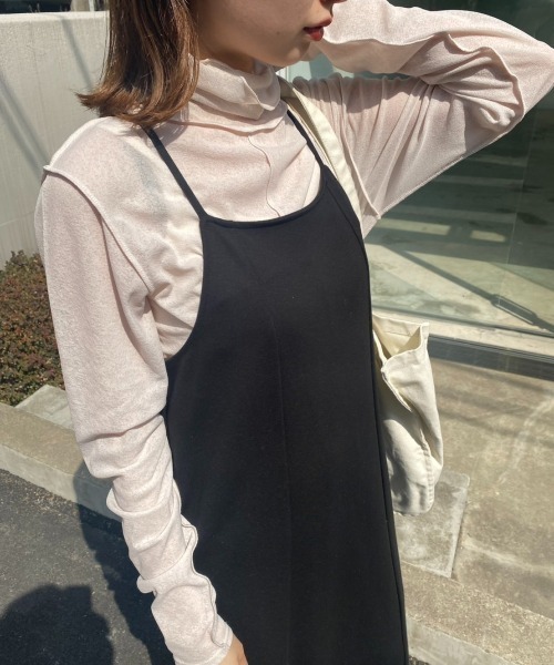 Kastane（カスタネ）の「ハイネックストレッチインナー（Tシャツ/カットソー・レディース・アイボリー/モカ/パープル/ピンク/ブラック・FREE）」の2枚目の写真