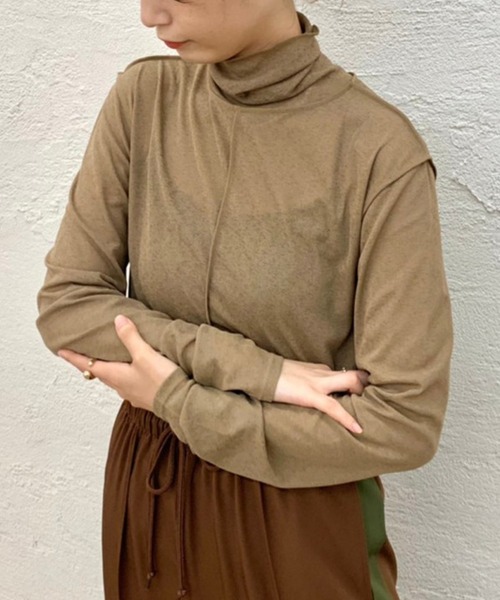 Kastane（カスタネ）の「ハイネックストレッチインナー（Tシャツ/カットソー・レディース・アイボリー/モカ/パープル/ピンク/ブラック・FREE）」の17枚目の写真