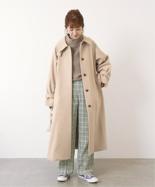 Simplicite(サンプリシテ)の「スーパー110Sブレンドステンカラーコート◆(ステンカラーコート・レディース・ベージュ/グリーン/ネイビー・FREE)」の4枚目の写真