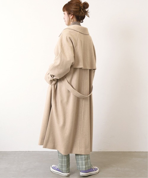 Simplicite(サンプリシテ)の「スーパー110Sブレンドステンカラーコート◆(ステンカラーコート・レディース・ベージュ/グリーン/ネイビー・FREE)」の10枚目の写真