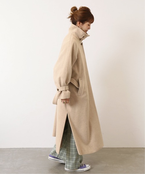 Simplicite(サンプリシテ)の「スーパー110Sブレンドステンカラーコート◆(ステンカラーコート・レディース・ベージュ/グリーン/ネイビー・FREE)」の5枚目の写真