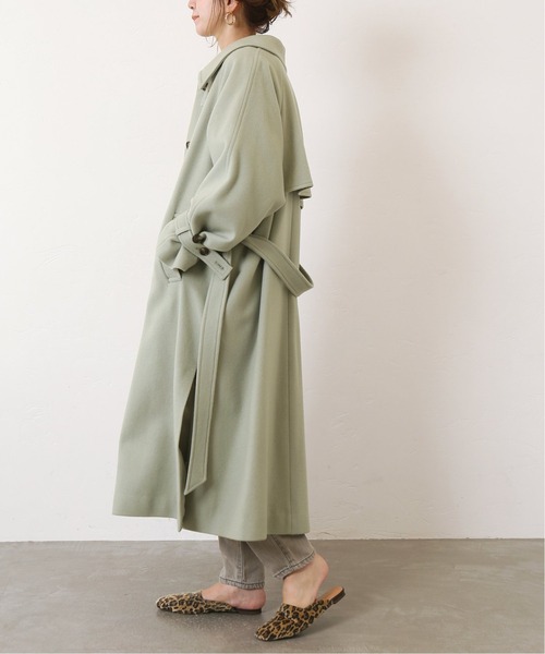 Simplicite(サンプリシテ)の「スーパー110Sブレンドステンカラーコート◆(ステンカラーコート・レディース・ベージュ/グリーン/ネイビー・FREE)」の11枚目の写真