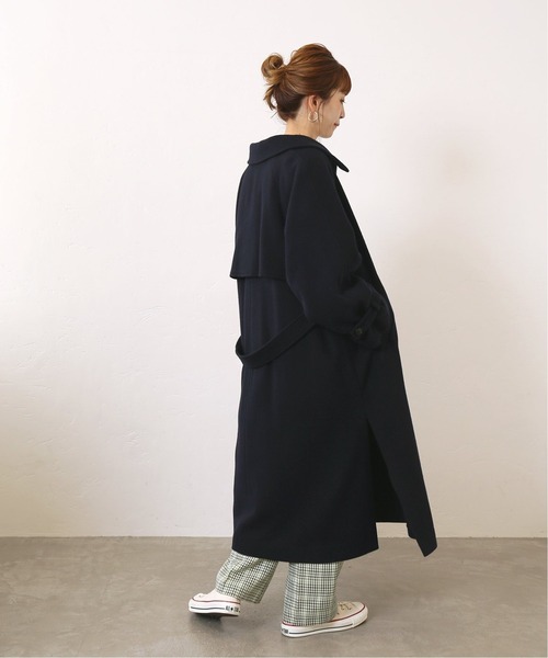 Simplicite(サンプリシテ)の「スーパー110Sブレンドステンカラーコート◆(ステンカラーコート・レディース・ベージュ/グリーン/ネイビー・FREE)」の22枚目の写真