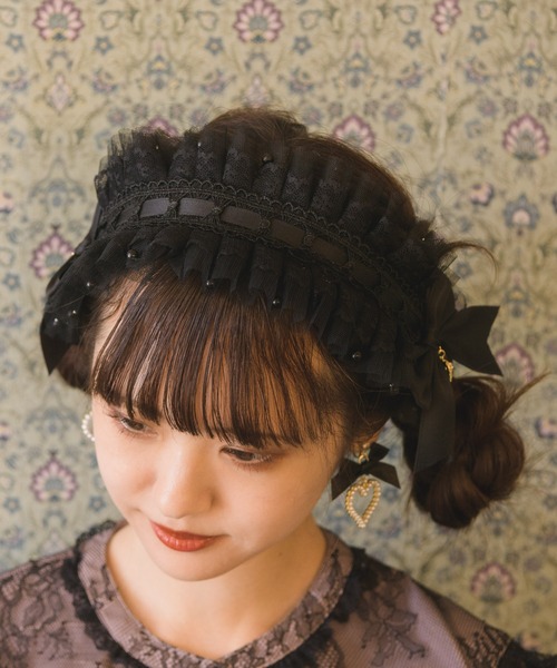 ROJITA（ロジータ）の「リボンレースヘッドドレス（カチューシャ・レディース・ピンク/ブラック・FREE）」の9枚目の写真