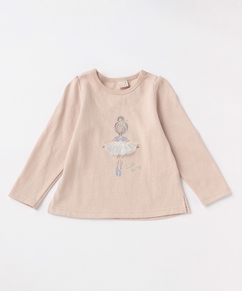 petit main(プティマイン)の「バレリーナモチーフ長袖Tシャツ(Tシャツ/カットソー・キッズ・ライトブルー/オフホワイト/ピンク・80cm/120cm/110cm/90cm/130cm/100cm)」の1枚目の写真