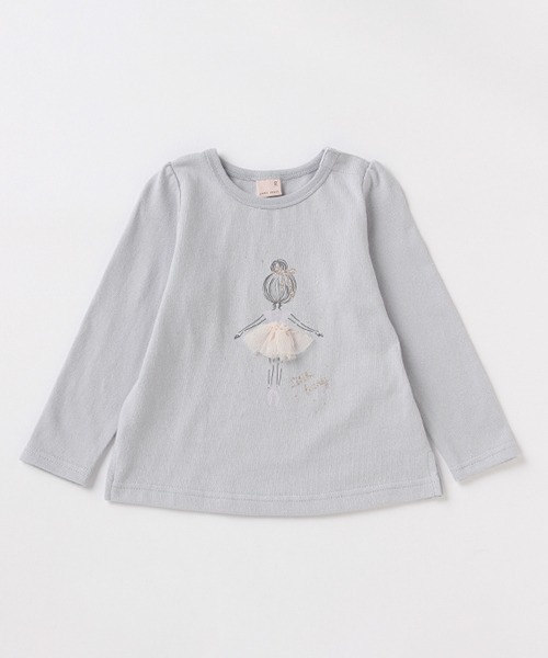 petit main(プティマイン)の「バレリーナモチーフ長袖Tシャツ(Tシャツ/カットソー・キッズ・ライトブルー/オフホワイト/ピンク・80cm/120cm/110cm/90cm/130cm/100cm)」の3枚目の写真
