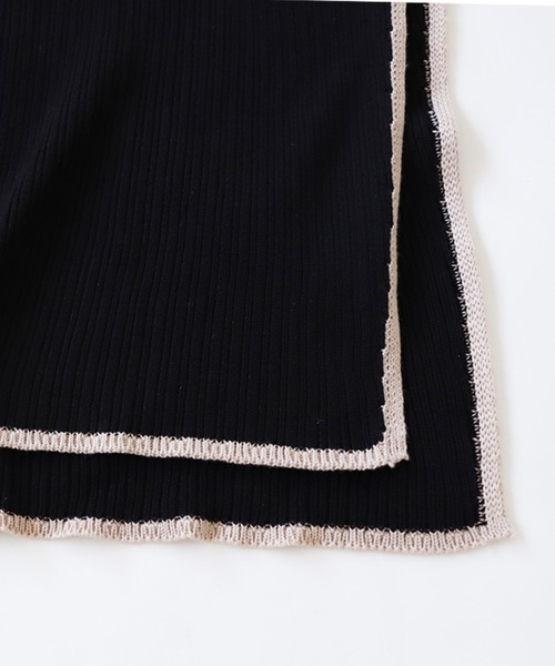 antiqua(アンティカ)の「絶妙配色!ステッチサイドスリットカットソー(Tシャツ/カットソー・レディース・カーキ/ブラック・FREE)」の10枚目の写真