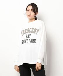 Samansa Mos2 blue | サイドスリットロゴスウェット(スウェット)