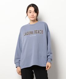 Samansa Mos2 blue | サイドスリットロゴスウェット(スウェット)