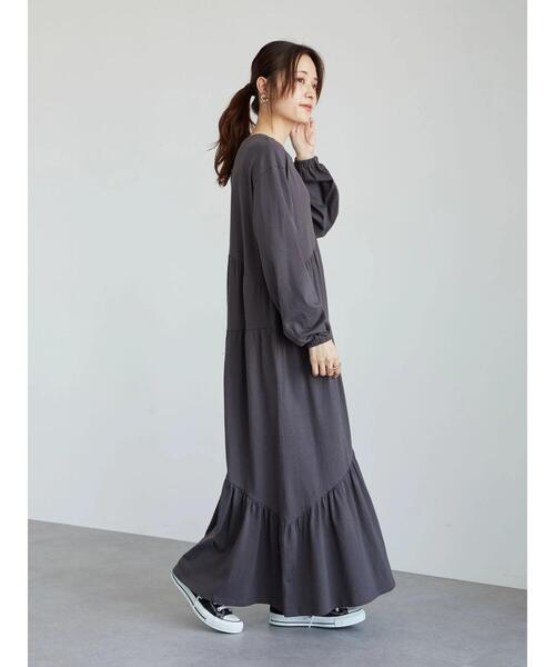 Sugar spoon（シュガースプーン）の「・SUGAR SPOON ナナメティアードワンピース＊（ワンピース・レディース・ブルー/ブラック/チャコールグレー/ブラウン・FREE）」の5枚目の写真