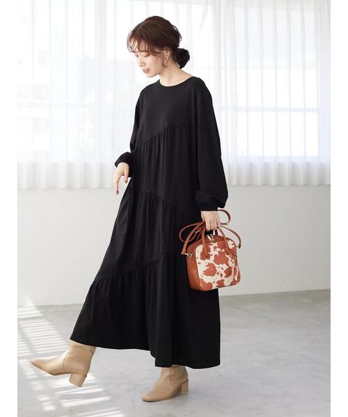 Sugar spoon（シュガースプーン）の「・SUGAR SPOON ナナメティアードワンピース＊（ワンピース・レディース・ブルー/ブラック/チャコールグレー/ブラウン・FREE）」の6枚目の写真