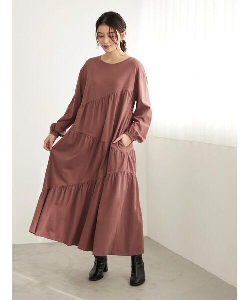 Sugar spoon（シュガースプーン）の「・SUGAR SPOON ナナメティアードワンピース＊（ワンピース・レディース・ブルー/ブラック/チャコールグレー/ブラウン・FREE）」の7枚目の写真