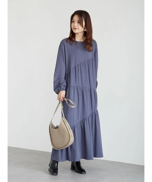 Sugar spoon（シュガースプーン）の「・SUGAR SPOON ナナメティアードワンピース＊（ワンピース・レディース・ブルー/ブラック/チャコールグレー/ブラウン・FREE）」の8枚目の写真