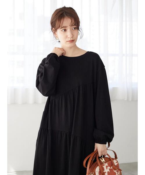 Sugar spoon（シュガースプーン）の「・SUGAR SPOON ナナメティアードワンピース＊（ワンピース・レディース・ブルー/ブラック/チャコールグレー/ブラウン・FREE）」の11枚目の写真