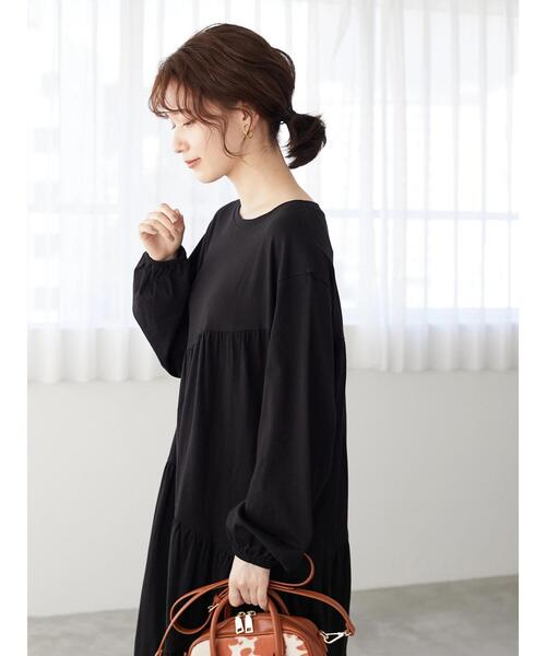 Sugar spoon（シュガースプーン）の「・SUGAR SPOON ナナメティアードワンピース＊（ワンピース・レディース・ブルー/ブラック/チャコールグレー/ブラウン・FREE）」の12枚目の写真