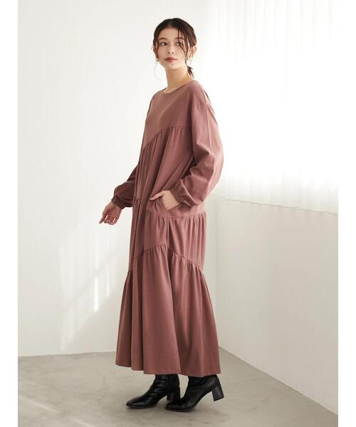 Sugar spoon（シュガースプーン）の「・SUGAR SPOON ナナメティアードワンピース＊（ワンピース・レディース・ブルー/ブラック/チャコールグレー/ブラウン・FREE）」の18枚目の写真