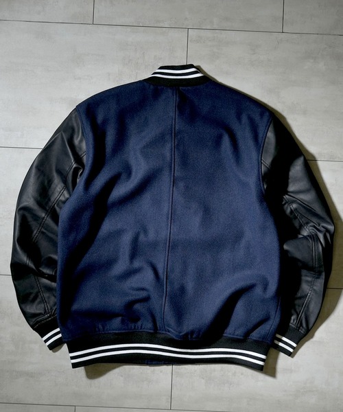 Starting Over（スターティングオーバー）の「袖PUレザー ウールメルトンスタジャン（スタジャン・メンズ・ブラック/チェック/グレー/ネイビー・L/M/XL）」の18枚目の写真