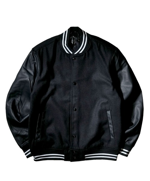 セール】袖PUレザー ウールメルトンスタジャン（スタジャン