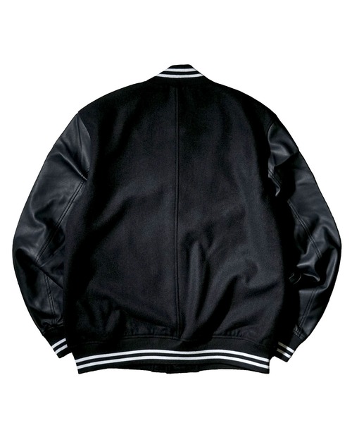 Starting Over（スターティングオーバー）の「袖PUレザー ウールメルトンスタジャン（スタジャン・メンズ・ブラック/チェック/グレー/ネイビー・L/M/XL）」の6枚目の写真