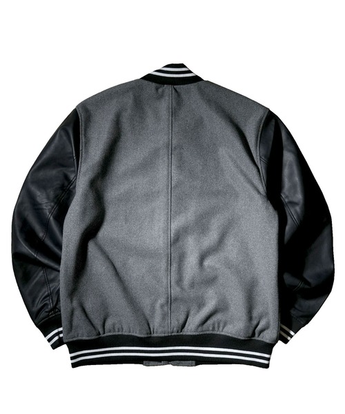 Starting Over（スターティングオーバー）の「袖PUレザー ウールメルトンスタジャン（スタジャン・メンズ・ブラック/チェック/グレー/ネイビー・L/M/XL）」の8枚目の写真