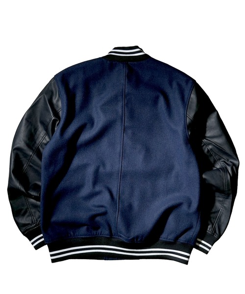 Starting Over（スターティングオーバー）の「袖PUレザー ウールメルトンスタジャン（スタジャン・メンズ・ブラック/チェック/グレー/ネイビー・L/M/XL）」の10枚目の写真