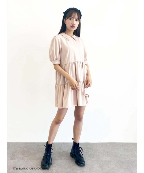 Honey Salon(ハニーサロン)の「【予備生産分】ウィッシュミーメル×HS ティアードワンピース(ワンピース・レディース・オフホワイト/ピンクベージュ・FREE)」の11枚目の写真