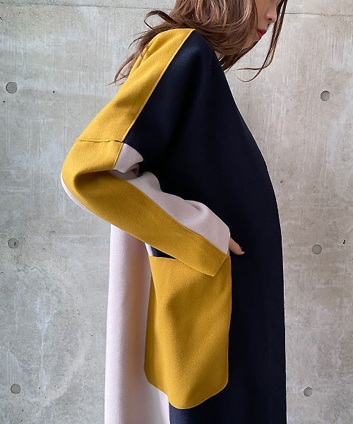 DOS DIOSAS/ドスディオサス】カラーブロックノーカラーコート