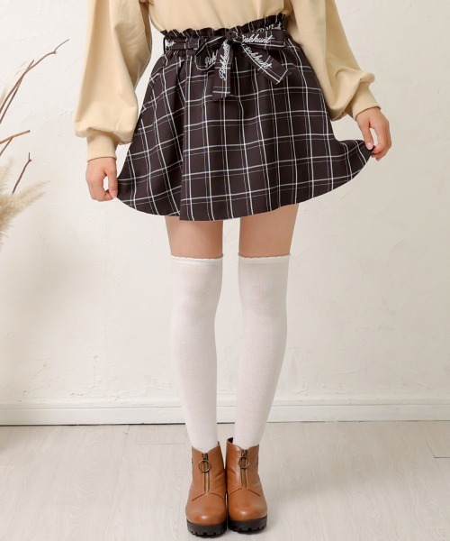 PINKHUNT（ピンクハント）の「PINKHUNT リボンベルトスカート 6078K #IG（デニムスカート・キッズ・ライム/ベビーピンク/ブラック・120cm/130cm/140cm/160cm/150cm）」の2枚目の写真