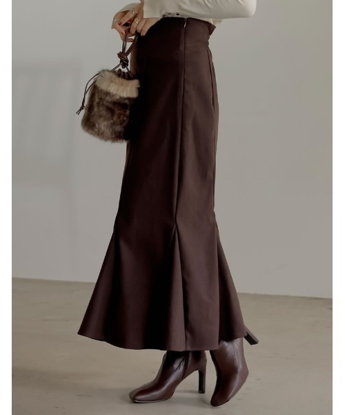 Re:EDIT（リエディ）の「起毛ツイルマーメイドスカート（スカート・レディース・ダークブラウン/ブラック/オレンジ系その他/ベージュ・LARGE/SHORT/MEDIUM）」の3枚目の写真