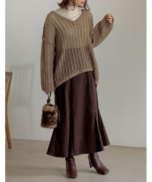 Re:EDIT（リエディ）の「起毛ツイルマーメイドスカート（スカート・レディース・ダークブラウン/ブラック/オレンジ系その他/ベージュ・LARGE/SHORT/MEDIUM）」の18枚目の写真