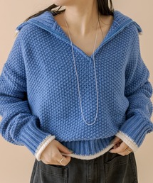 [mline]チャンキーハーフZIPニット