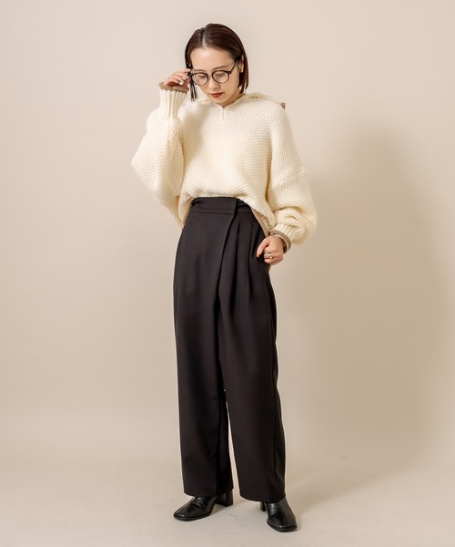 mline（エムライン）の「[mline]チャンキーハーフZIPニット（ニット/セーター・レディース・ブラック/オフホワイト/ブルー/ブルー系その他・FREE）」の7枚目の写真