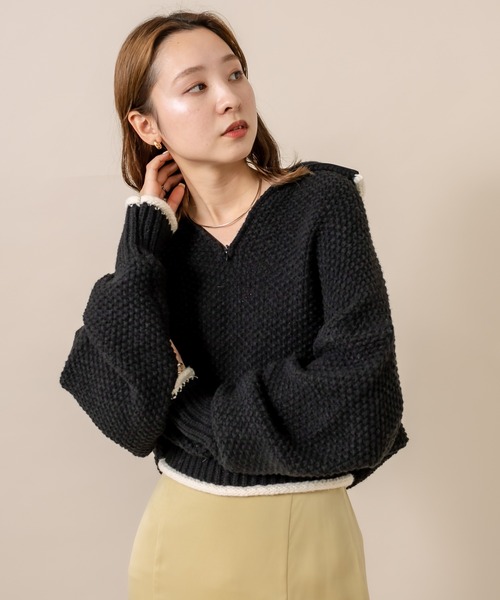 mline（エムライン）の「[mline]チャンキーハーフZIPニット（ニット/セーター・レディース・ブラック/オフホワイト/ブルー/ブルー系その他・FREE）」の16枚目の写真