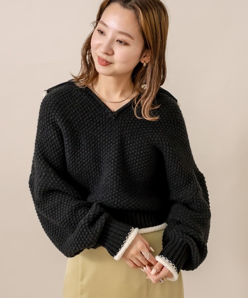 mline（エムライン）の「[mline]チャンキーハーフZIPニット（ニット/セーター・レディース・ブラック/オフホワイト/ブルー/ブルー系その他・FREE）」の8枚目の写真