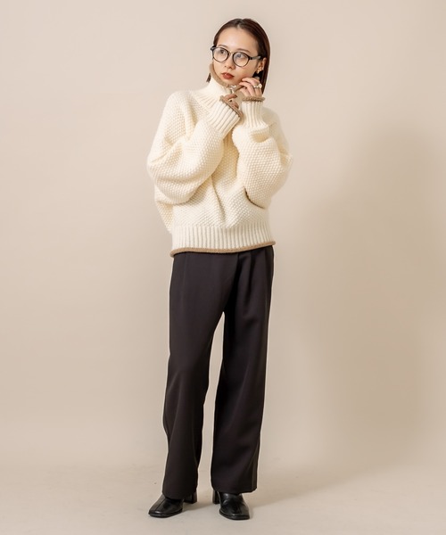 mline（エムライン）の「[mline]チャンキーハーフZIPニット（ニット/セーター・レディース・ブラック/オフホワイト/ブルー/ブルー系その他・FREE）」の14枚目の写真