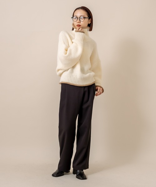 mline（エムライン）の「[mline]チャンキーハーフZIPニット（ニット/セーター・レディース・ブラック/オフホワイト/ブルー/ブルー系その他・FREE）」の6枚目の写真