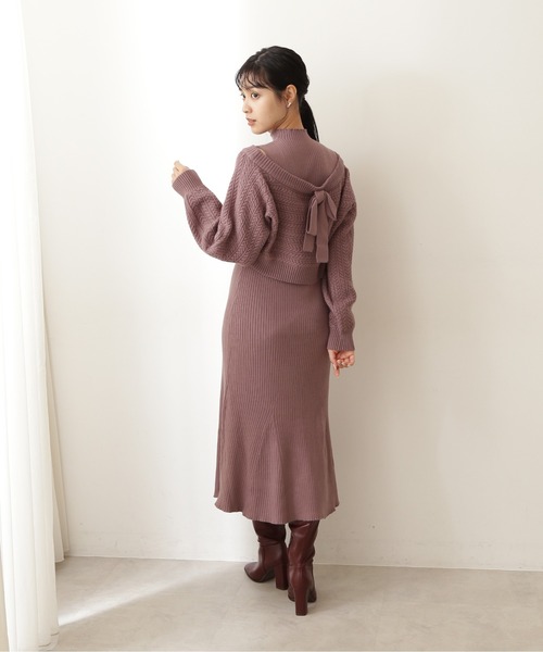 JILL by JILL STUART（ジルバイジルスチュアート）の「◇ケーブルレイヤードニットワンピ（ワンピース・レディース・ベージュ/ピンク/ライトグリーン・FREE）」の9枚目の写真