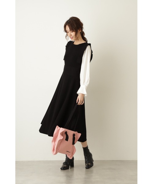 JILL STUART(ジルスチュアート)の「◆アニカドッキングニット(ワンピース・レディース・ブラック/ピンク・2)」の4枚目の写真